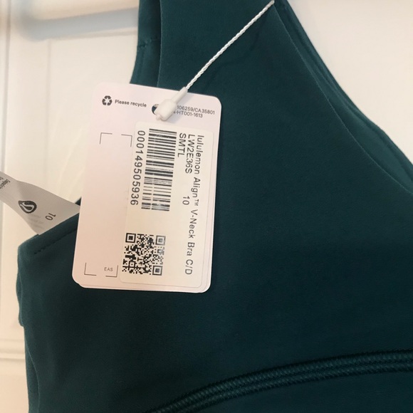Lululemon Align V-Neck Bra *Light Support, C/D Cup Storm Teal sz 10 NWT - Picture 3 of 11